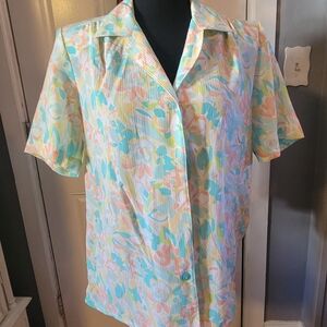 Floral Pastel Button-Up Blouse